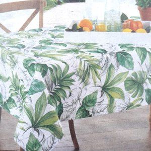Fabric Tablecloth Tropical Leaves 60x84 Green